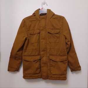 Old Navy Canvas Military Rye Brown Field Jacket with Hood - Size L/G (10-12)